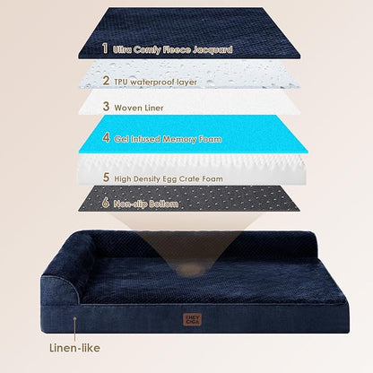 EHEYCIGA XL Dog Bed Memory Foam for Crate, Extra Large Dog Bed Orthopedic with Washable Removable Cover, Waterproof Pet Sofa Couch XLarge Size Dogs, 41x27x6.5, Navy Blue