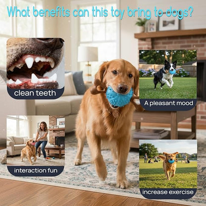 sidaeren Dog Toys,Hybrid Dog Chew Toy for Aggressive Chewers, 2-in-1 Durable Wood-Plastic Bone & TPR Spike Ball, Natural Wood Scent, Integrated Safe Design for 20-100 lbs Medium Large Breeds