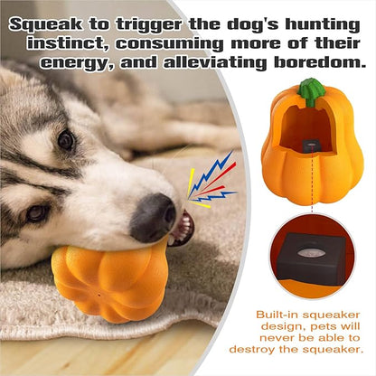Large Size Pumpkin Squeaky Dog Toy for Medium/Large Dogs Breed Aggressive Chewers Durable Bouncy Squeak Ball