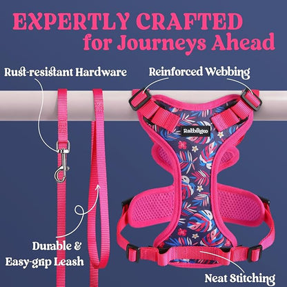 rabbitgoo Cat Harness and Leash for Walking, Escape Proof Soft Adjustable Vest Harnesses for Cats, Easy Control Breathable Reflective Strips Jacket, Coconut Fuchsia,M