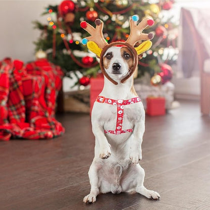 PUPTECK No Pull Christmas Dog Harness Soft Adjustable Basic Nylon Step in Puppy Vest Outdoor Walking with ID Tag, Red, S