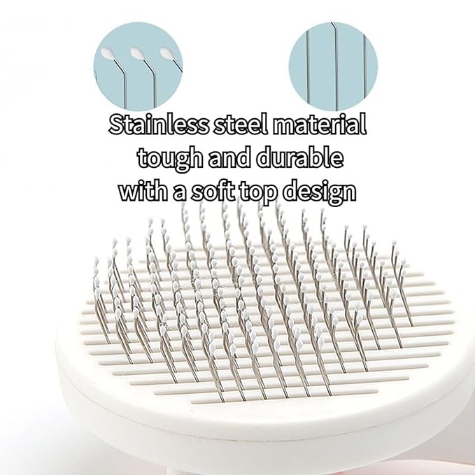 Cat Grooming Brush Slicker Brush for Pet Self Cleaning Hair Removal with Stainless Steel Needles Shedding & De-Matting Tool Hair Remover for Pet Dogs Cats (White)