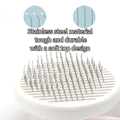 Cat Grooming Brush Slicker Brush for Pet Self Cleaning Hair Removal with Stainless Steel Needles Shedding & De-Matting Tool Hair Remover for Pet Dogs Cats (White)