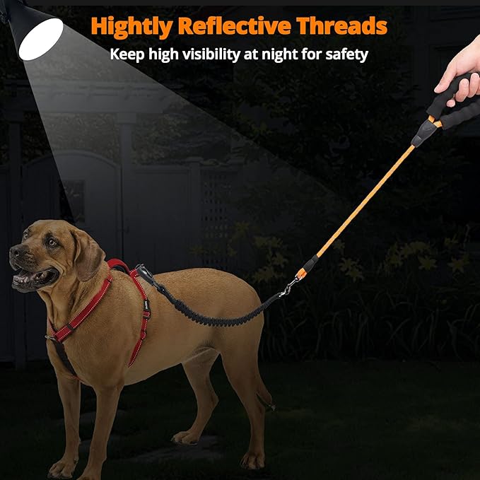 Long Dog Leash 100 FT: Heavy Duty Rope Leashes for Dogs Training with Swivel Lockable Hook Reflective Threads Bungee and Padded Handle - Dog Lead for Large Small Medium Dogs Outside Walking Hiking