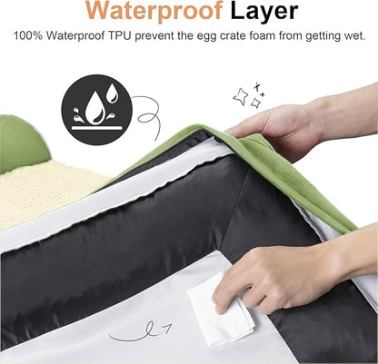 Large Dog Bed Orthopedic Washable: Beds Bolster XL Bed Medium Large Dogs Egg Crate Foam Couch Sofa Waterproof with Removable Cover - Grass Green