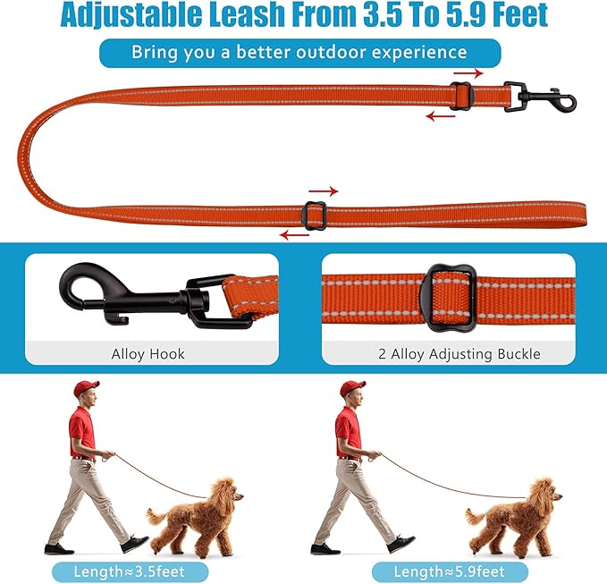 Martingale Dog Collar and Leash Set Martingale Collars for Dogs Reflective Martingale Collar for Small Medium Large Dogs(Orange&S)