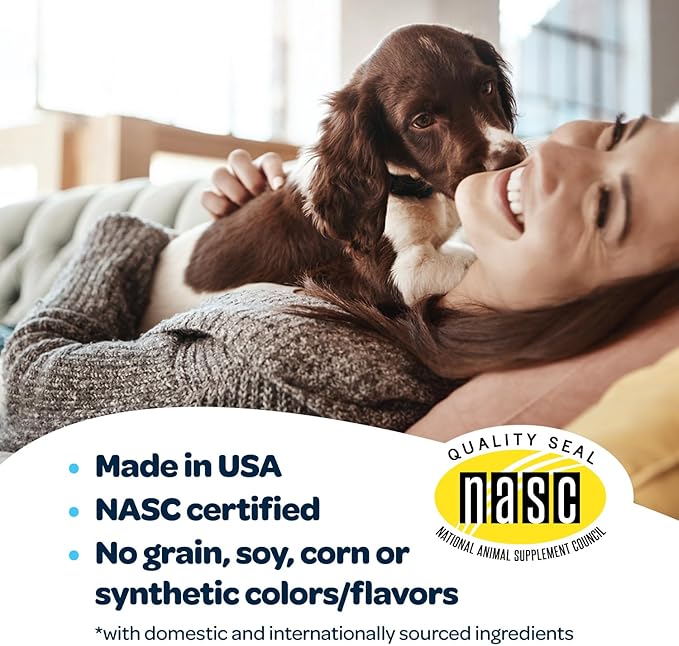 12-in-1 Complete Multivitamin for Dogs | Dog Multivitamin Chewable with Glucosamine Chondroitin & Digestive Probiotics for Dogs of All Ages and Sizes | NASC Certified & Made in The USA | 60 Chews