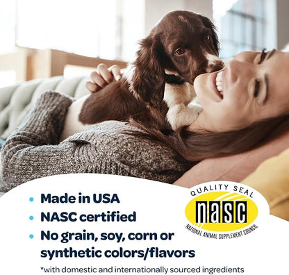 12-in-1 Complete Multivitamin for Dogs | Dog Multivitamin Chewable with Glucosamine Chondroitin & Digestive Probiotics for Dogs of All Ages and Sizes | NASC Certified & Made in The USA | 60 Chews