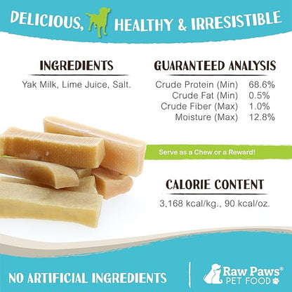Raw Paws Himalayan Yak Chews for Dogs - Small Chews (75-Count) - Packed in USA - Tibetan Yak Cheese Dog Chew for Small Breeds - Hard Milk Dog Chew Bones - Single Ingredient - Long Lasting