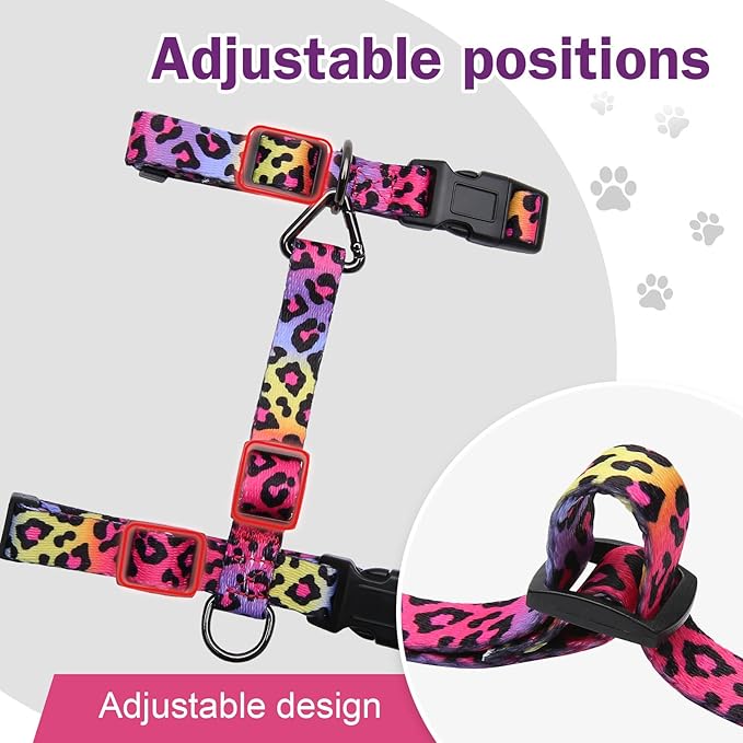 Hikiko Cat Harness and Leash Set Escape Proof Adjustable Walking Travel Soft Kitten Harness for Small Medium Large Cats (Gradient Leopard, S)
