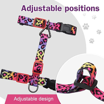 Hikiko Cat Harness and Leash Set Escape Proof Adjustable Walking Travel Soft Kitten Harness for Small Medium Large Cats (Gradient Leopard, S)