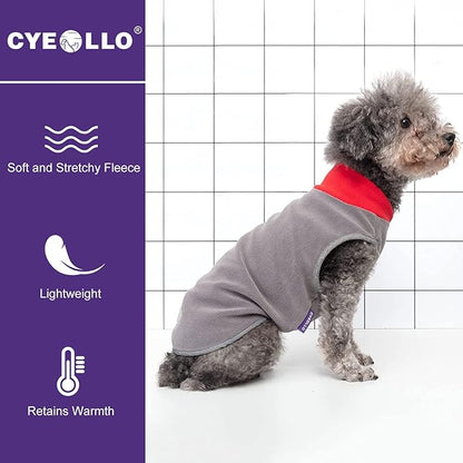 cyeollo 2 Pack Dog Sweater Fleece Vest Pullover Pet Sweatshirt Reflective Lightweight Dog Clothes for Large Dogs Boy Girl Pet Apparel Red, Grey, XXXL