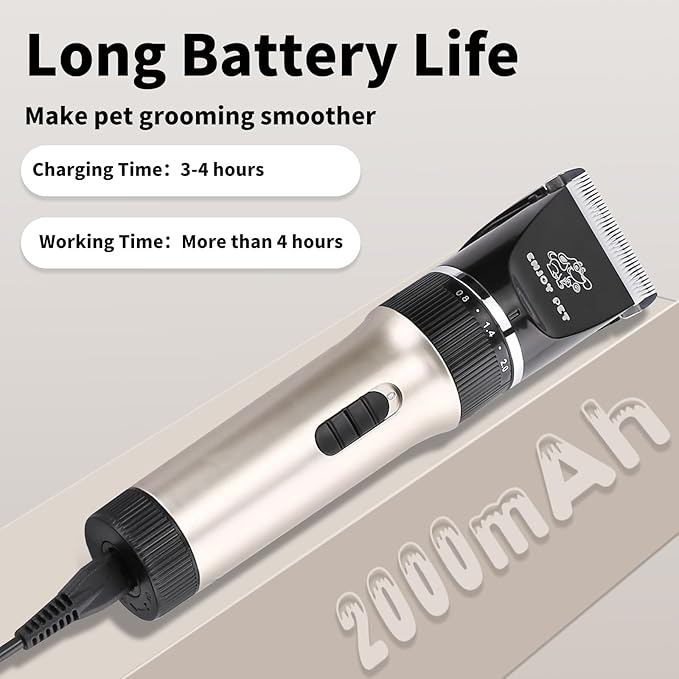 Dog Clippers for Grooming, Low Noise Dog Grooming Clippers, Cordless Dog Hair Trimmer, Rechargeable Dog Shavers for Grooming Dogs Cats Pets