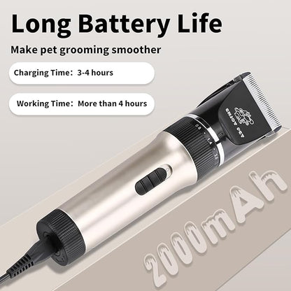 Dog Clippers for Grooming, Low Noise Dog Grooming Clippers, Cordless Dog Hair Trimmer, Rechargeable Dog Shavers for Grooming Dogs Cats Pets