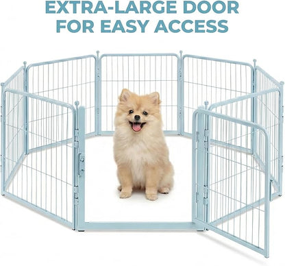 FreePet Dog Playpen for Indoor, Yard, RV Camping, 24 inch 8 Panels for Small and Puppy Dogs, Black│Patented (Blue, 24 inch, 8 Panels)