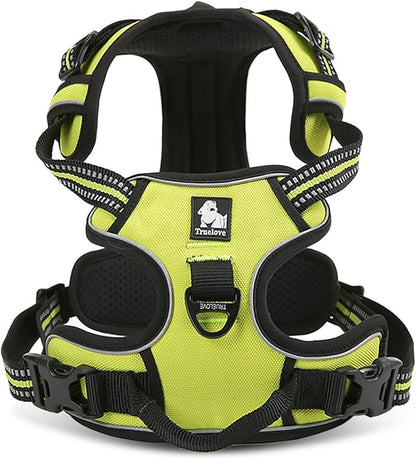 TRUE LOVE Adjustable No-Pull Dog Harness Reflective Pup Vest Harnesses Comfortable Control Brilliant Colors TLH5651(Neon Yellow,L)