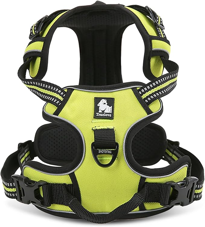 TRUE LOVE Adjustable No-Pull Dog Harness Reflective Pup Vest Harnesses Comfortable Control Brilliant Colors TLH5651(Neon Yellow,S)