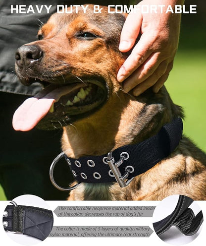 Large Dog Collar - Black Heavy Duty Collars for Gaint Breed Dogs, 2 inch Wide with Handle Strong Nylon and Stainless Hardware Tactical Collar, Good Choice for Large Dogs 19-23.5 in