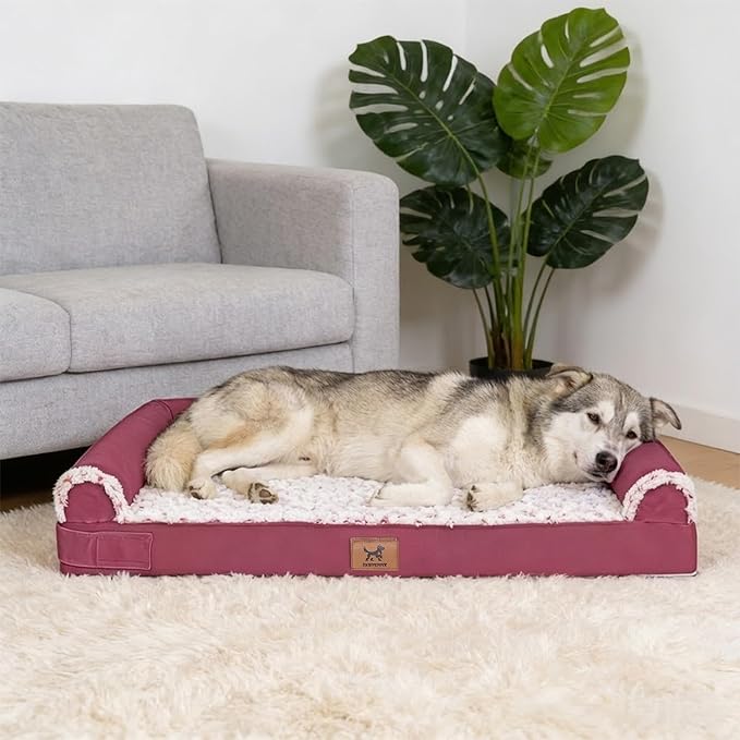 PAWPUBBY XXL Orthopedic Dog Bed, Memory Foam Waterproof Pet Bed with Removable Washable Cover, Non-Slip Extra Large Dog Bed for 110lbs Large Dogs & Senior Dogs (Rose Pink)