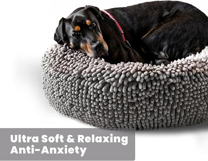 Muddy Mat® Cloud K-9 Bed for Dogs & Cats, Soft & Relaxing Round Dog Bed, Chenille Material, Removable Cover, Washable & Dryer Safe–Grey Large(40'x40')