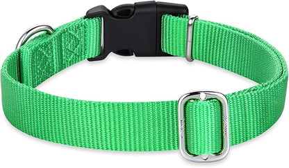 Hyhug Medium Dog Collar, Green:Heavy-Duty Quick-Release Nylon Buckle, Adjustable & Durable, Cute Dog Collar (Medium, Lime Green)