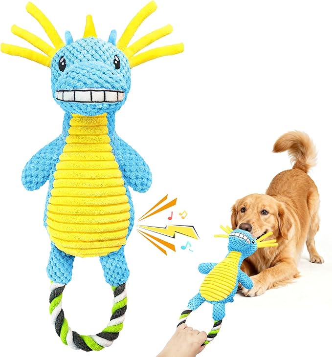 Fuufome Squeaky Dog Toys for Large Dogs- Tough Squeaky Dog Toys to Keep Them Busy- Durable Plush Stuffed Chew Toy for Boredom, Tug of-War, for Small Medium Large Dogs