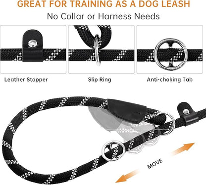 Slip Leads Dog Leash - 4/5/6/8/10 FT Heavy Duty Training Leashes - Reflective & Comfortable Handle for Small Medium Large Dogs (1/2''- 8FT, Red)