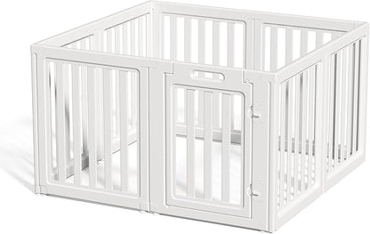 LoveTail Clear Dog Play Pen,Pet Playpen with Door,Easy to Clean and Install Puppy pens for Both Indoor and Outdoor use (White, 30.3" Height, 10PCS)
