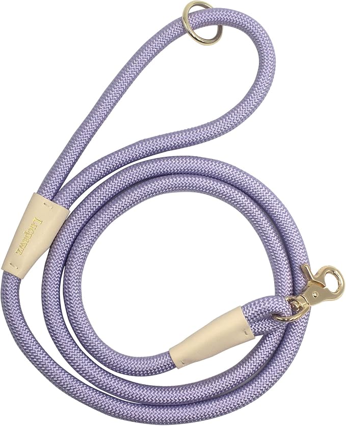 Lobster Snap Pet Leash 5FT, Special Strong Nylon Rope Dog Leash, Solid Color Rope Dog Lead for All Breeds(Purple,5ft*10mm)