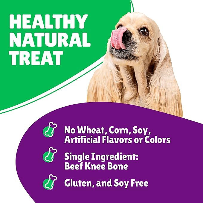 Lively Tails Dog Bones for Aggressive Chewers, Knee Caps for Dogs, Beef Bones for Large Dogs, Medium, and Small, Long Lasting Knee Bone for Dog, 10 Count