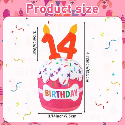 Dog Birthday Cake Toy Accessories for Girl Boy Gifts, Squeaky Plush Toy for Dog Birthday Party Decor Favor for Large, Medium and Small Dogs(14th,Pink)