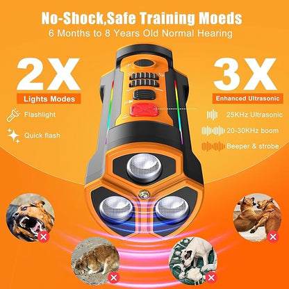 Chwwen Dog Bark Deterrent Devices 2025 Release Anti Barking Device for Dogs Barking Silencer in 55FT 3X Head Anti Bark Device with Flashlight &Party Flashlight Portable Training Tool