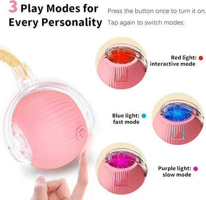 MAXTOOA Interactive Cat Toys for Indoor Cats Smart Automatic Ball Rolling for Bored Kitten Pet Upgraded Speedy Moving Chase Dogs Toy Pink Dragonfly