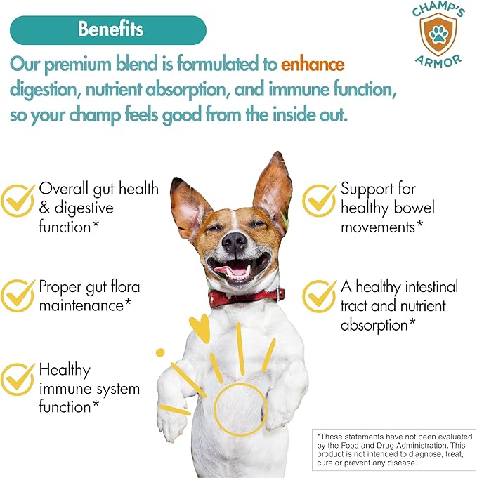 Probiotics for Dogs with Digestive Enzymes - 2.4 Billion CFU Dog Probiotic Supplements for Upset Stomach, Digestive Health, Diarrhea Relief - 60 Chicken Flavor Chews