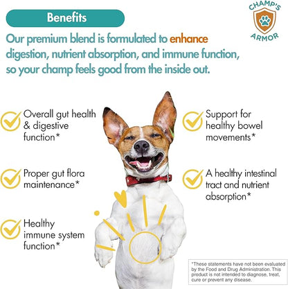 Probiotics for Dogs with Digestive Enzymes - 2.4 Billion CFU Dog Probiotic Supplements for Upset Stomach, Digestive Health, Diarrhea Relief - 60 Chicken Flavor Chews