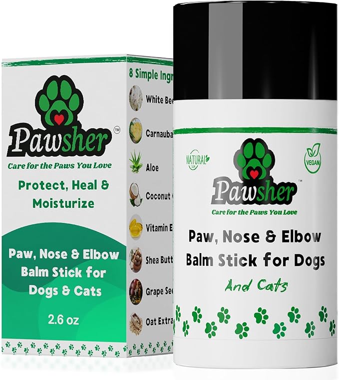 Dog Paw Balm for Dogs & Cats – Elbows, Nose and Paw Protector – Only 8 Vegan Ingredients, All-Weather Protector, Dog Nose Balm (2.6 oz)