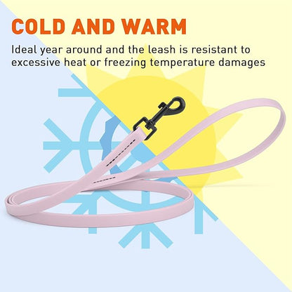 Dogline Biothane Waterproof Dog Leash Strong Coated Nylon Webbing with Black Hardware Odor-Proof Easy to Clean High Performance for Small or Large Dogs Made in USA 4 or 6 ft Lead, Pastel Purple