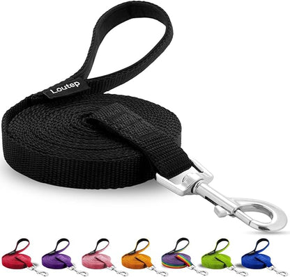 Dog Training Leash - Long Line for Recall & Obedience, Nylon Training Lead with Padded Handle, 15 ft / 20 ft / 30 ft / 50 ft / 100 ft - Long Leash for Dogs Outside, Small/Medium/Large