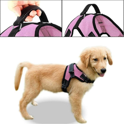 No Pull Reflective Adjustable Dog Harness with Handle- Comfortable Soft All Weather Mesh, Easy On Puppy Harness for Small Medium and Large Dogs (Pink) XX-Small
