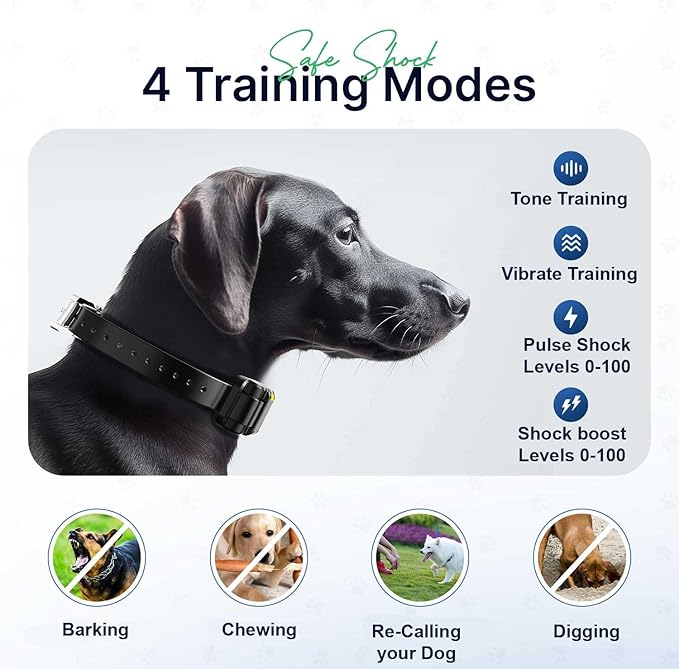 My Pet Command Long Range Dog Training Collar with Remote 1 Mile/5280 Ft, Safe Shock, Vibrate, Tone, Flashing Beacon Lights, Rechargeable Waterproof Remote Device, add up to 2 Collars. 1 Collar Pack