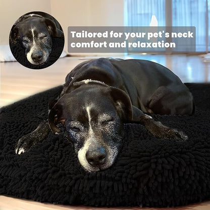 Muddy Mat®Cloud K-9 Bed for Dogs & Cats, Soft & Relaxing Donut Dog Bed, Chenille Material, Removable Cover, Washable & Dryer Safe–Black Medium(35'x35')