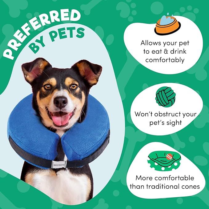 BENCMATE Inflatable Dog Cone Collar Alternative, Soft Dog Cone for Small Medium Large Dogs and Cats, Neck Recovery ECollar Donut Collar After Surgery (XXLarge, Dark Grey)
