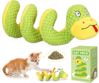 Retro Shaw Cat Toys, 14 Inches Crinkle Snake Cat Toy with Catnip & Silvervine - Interactive Chew Toy for Cats, Realistic Stuff Snake for Biting & Play, Suitable for Large-Breed Cats
