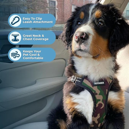 Best Pet Supplies Voyager Adjustable Step-in Flex Breathable Mesh Dog Harness for Small Medium Large Dogs Leash Set (Army Base), L