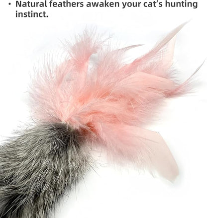 ZAYLUMO 3 Pack Rabbit Fur Catnip Toys with Feathers – Interactive Carrot Cat Toys with Galls Fruit for Indoor Cats and Kittens
