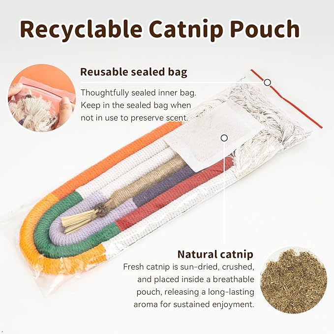 MAXTOOA Cat Toys for Indoor Cats Chew Ropes 3Pcs, Silvervine Stick 1Pcs with Gall Fruit, Interactive Catnip Toy for Kittens Dental Care Teeth Cleaning