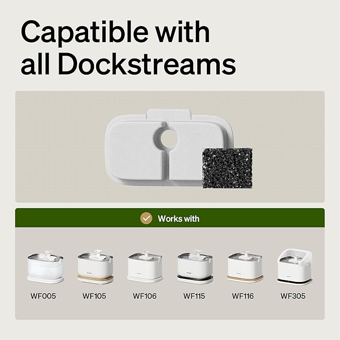 PETLIBRO Cat Water Fountain Filter, 4 Packs Cat Fountain Filter Replacement & Sponges for Dockstream WF106/WF116/WF105/WF115/WF005, 2-Month Set Easy-Swap for PETLIBRO Pet Fountain