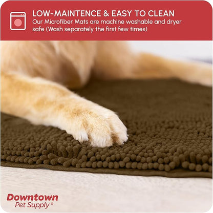My Doggy Place Dog Mud Mat, 36" x 26" Brown – Thick Microfiber Entry Rug for Snow, Mud & Salt – Absorbent, Quick-Dry, Washer-Safe & Non-Slip, Large