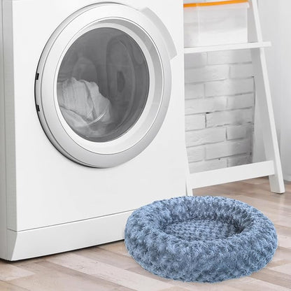 AUPETEK Heated Cat Beds for Indoor Cats Warming Cat Beds Super Soft Machine Washable Thermo Kitty Electric Heating Bed 19 Inches Round