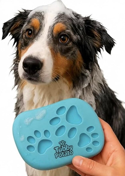 Dog/Cat Curry Brush for Grooming - Tubby Potato™ - Removable Screen, Grooming Massage Bath Brush, Soft Shampoo Scrubber, Washing Scrub Comb with Silicone Bristles for Short & Long Hair Pets